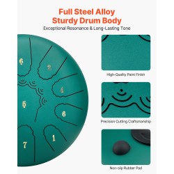 Teräskielirumpu seosteräs 25,4 cm 11 ääntä C-duuri vihreä