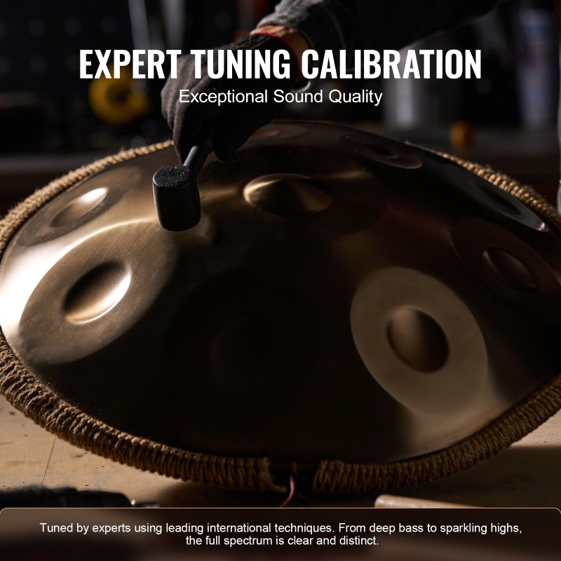 Handpan-rumpu hiiliteräs 55,9 cm 12 säveltä D-molli kultainen