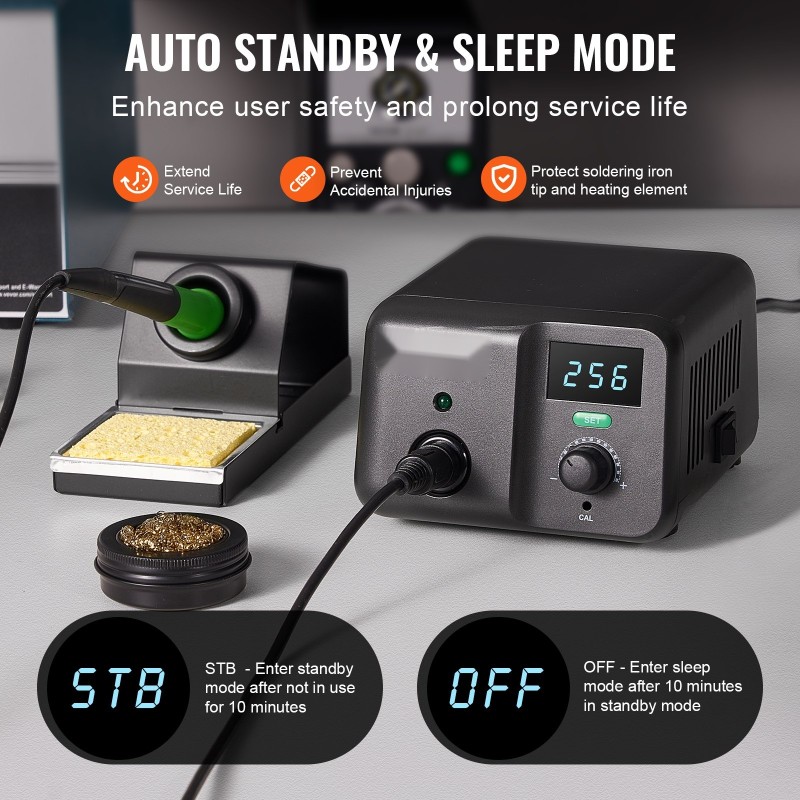 Juotosasema 70W digitaalinen 50–500°C sisäänrakennettu muuntaja 5 juotinkärkeä lyijytön juote pinsetit