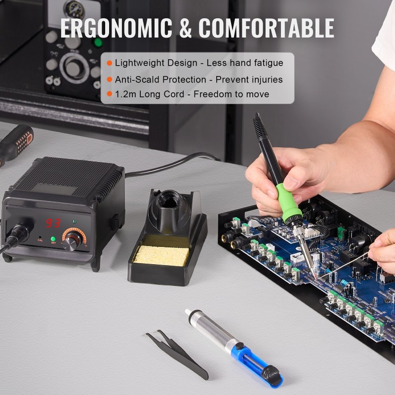 Juotosasema 75W digitaalinen 50–500°C PID-lämpötilansäätö 25V muuntaja 5 kärkeä lyijytön juote