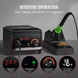 Juotosasema 75W digitaalinen 50–500°C PID-lämpötilansäätö 25V muuntaja 5 kärkeä lyijytön juote