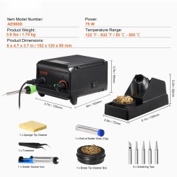 Juotosasema 75W digitaalinen 50–500°C PID-lämpötilansäätö 25V muuntaja 5 kärkeä lyijytön juote