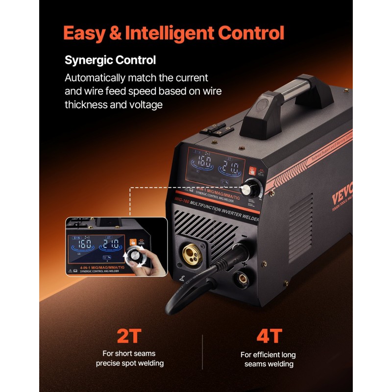 MIG-hitsauslaite 160A nelitoiminen IGBT-invertteri LCD-näyttö 10 mm materiaalille