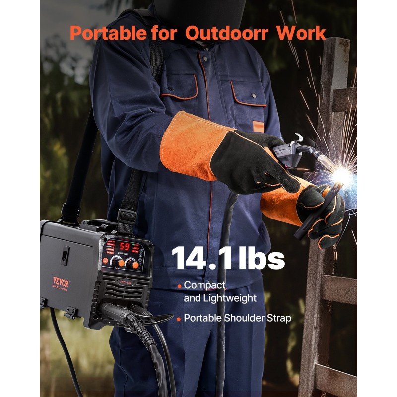 MIG-hitsauskone kolmitoiminen synerginen 130 ampeerin IGBT-invertteri digitaalinen näyttö kannettava