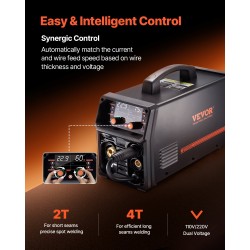 MIG-hitsauskone 4-toiminen 200 ampeeria IGBT-invertteri LCD-näyttö kaasuton ja kaasusuojattu