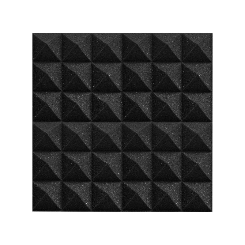 Akustiikkavaahtopaneelit polyuretaani 300 x 300 x 50 mm 36 kpl pyramidimalli musta