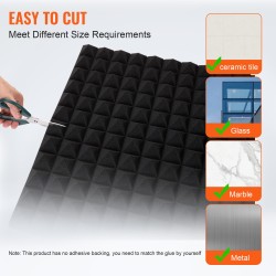 Akustinen polyuretaanivaahtopaneeli 1200x600x50 mm 4 kpl pyramidikuvioitu musta