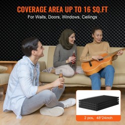 Akustinen polyuretaanivaahtolevy 2 kpl 1200×600×50 mm munakenno musta palonkestävä