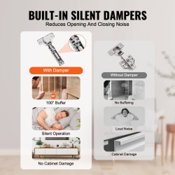 Kaapin saranat ruostumatonta terästä 60 kpl rungottomille kaapeille 100 asteen pehmeä sulkeutuminen