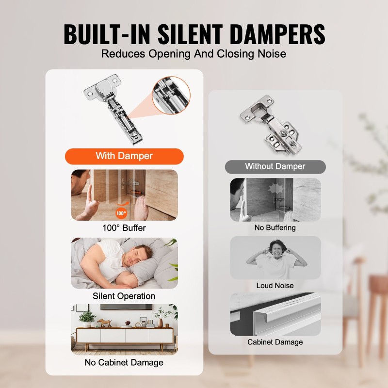 Kaapin saranat ruostumatonta terästä viisikymmentä kappaletta pehmeästi sulkeutuvat sadan asteen avaus