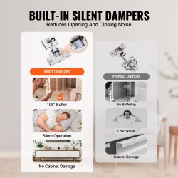 Kaapin saranat ruostumatonta terästä 50 kpl osittain peittävä vaimennettu 105 asteen avaus