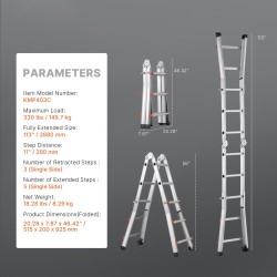 A-malliset teleskooppitikkaat alumiiniseosta täysin pidennetty 2880 mm 149,7 kg kantavuus