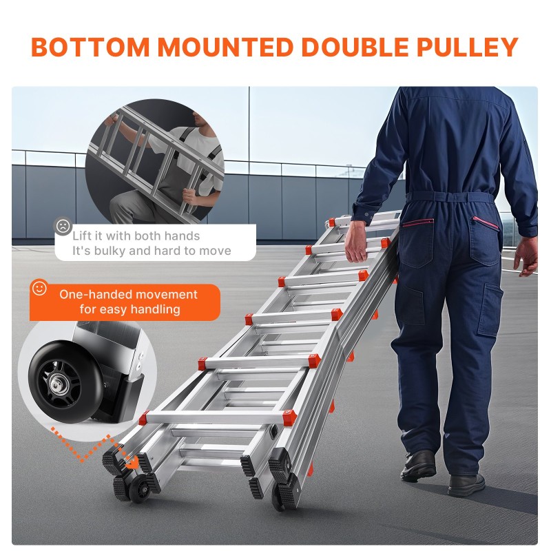 Teleskooppitikkaat A-runkoinen alumiiniseos 6,23 m 149,7 kg sisä- ja ulkokäyttöön