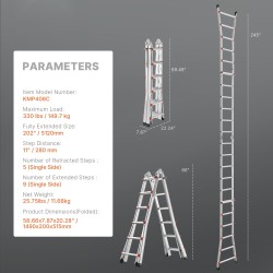 Teleskooppitikkaat A-runkoinen alumiiniseos 6,23 m 149,7 kg sisä- ja ulkokäyttöön
