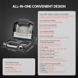 Pora- ja ruuvauskärkisarja 101-osainen teräskärjet puu metalli muuraus muovi säilytyslaukku