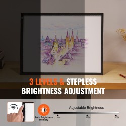 A3-kokoinen ohut LED-valopöytä piirtämiseen USB-C-liitännällä kolmitasoinen kirkkaus musta