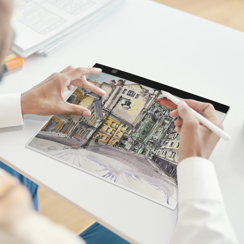 LED-valotaulu B4 ohut kevyt USB Type-C portaaton kirkkaudensäätö musta