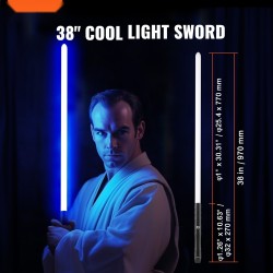 Valomiekka 38-tuumainen metallikahvalla kaksitoista värivaihtoehtoa äänitehosteilla ladattava lapsille ja aikuisille