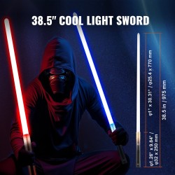 Valomiekat 2 kpl ladattavat metallikahvaiset 12 värivaihtoehtoa 4 äänitilaa