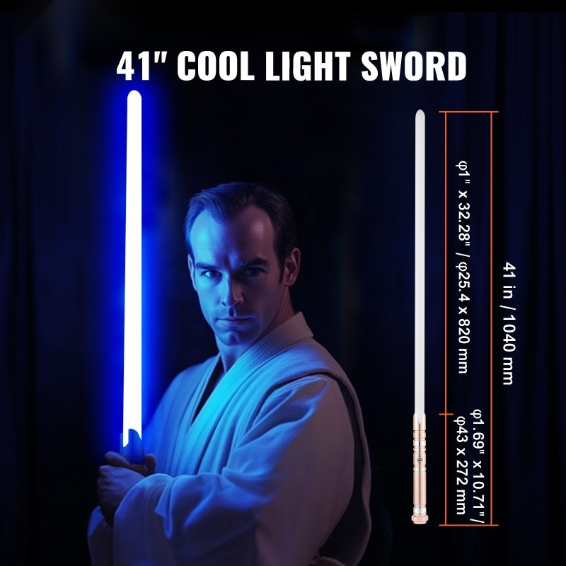 Valomiekka metallikahvalla ladattava 12 RGB-väriä FX-äänitehosteilla eri koot aikuisille ja lapsille