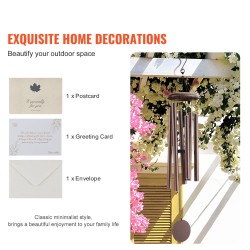 Tuulikellot alumiini kuusi putkea 1143 mm pronssi ulkokäyttöön