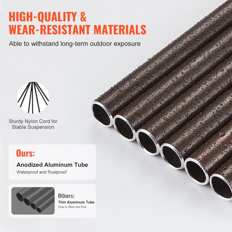 Tuulikello 1270 mm 6 alumiiniputkea kuparinsävyinen ulkokäyttöön