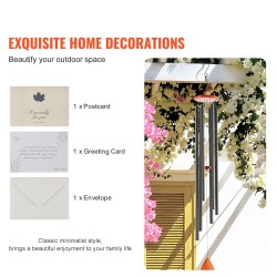 Tuulikello alumiininen 1524 mm 6 putkea A-sävel musta ulkokäyttöön