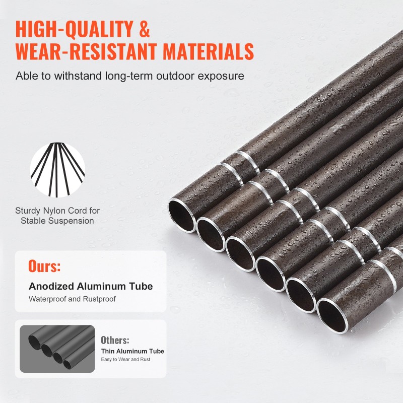 Tuulikello 1067 mm 6 alumiiniputkea syvä sointi tummanruskea ulkokäyttöön