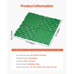 Kuivatuslaatta polypropeeni 310 x 310 mm 50 kappaletta toisiinsa lukittuva autotalleihin puutarhaan