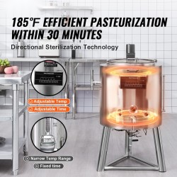 Pastörointikone viisikymmenen litran elintarvikelaatuisesta ruostumattomasta teräksestä valmistettu tarkka lämpö ja aikasäätö