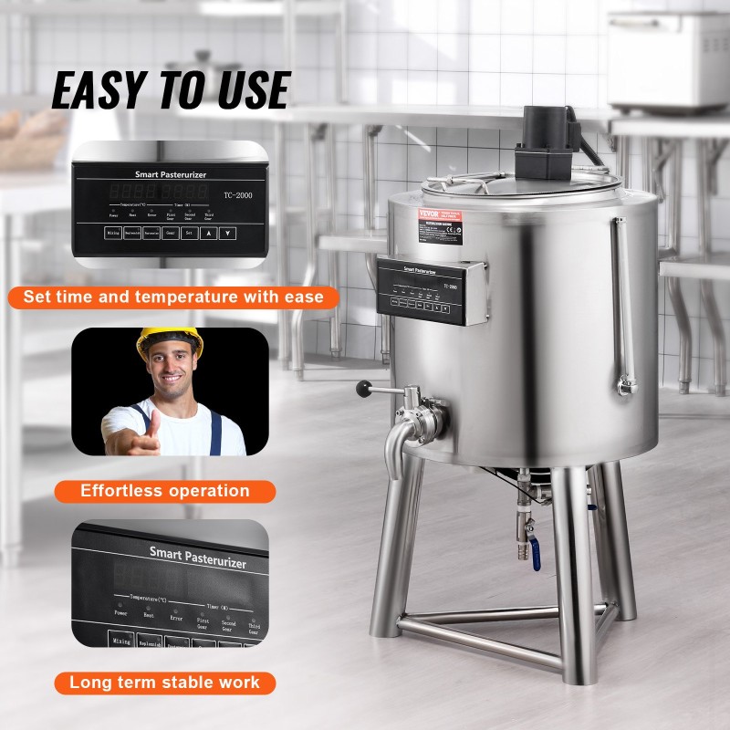 Maitopastörointikone 30 l elintarvikelaatuinen 304 ruostumaton teräs lämpötilan ja ajan säädöllä
