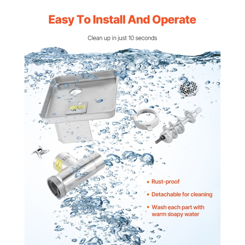 Sähköinen lihamylly ruostumaton teräs 700W koko 12 kolmitoiminen jauhaminen viipalointi makkaran täyttö