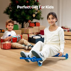 Potkulauta sivuttaisliikkeellä 90 kg kantavuus 600D kangasistuin polypropeeni ja polyuretaanipyörät sininen