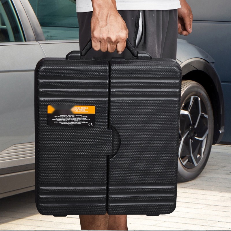 Mekaanikkosarja 221-osainen seosteräksestä 1/4- ja 3/8-tuuman vetokannoilla SAE- ja metrisiin kokoihin muovilaukulla