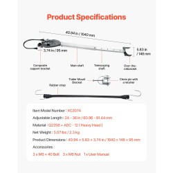 Peräpeilin tuki säädettävä 24–36 tuumaa galvanoitua metallia alle 100 hv trailereille
