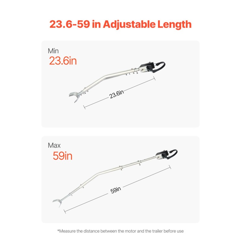 Säädettävä peräsuojatuki venetrailereihin galvanoitu metallirunko 600–1498 mm alle 150 hv