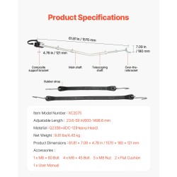 Säädettävä peräsuojatuki venetrailereihin galvanoitu metallirunko 600–1498 mm alle 150 hv