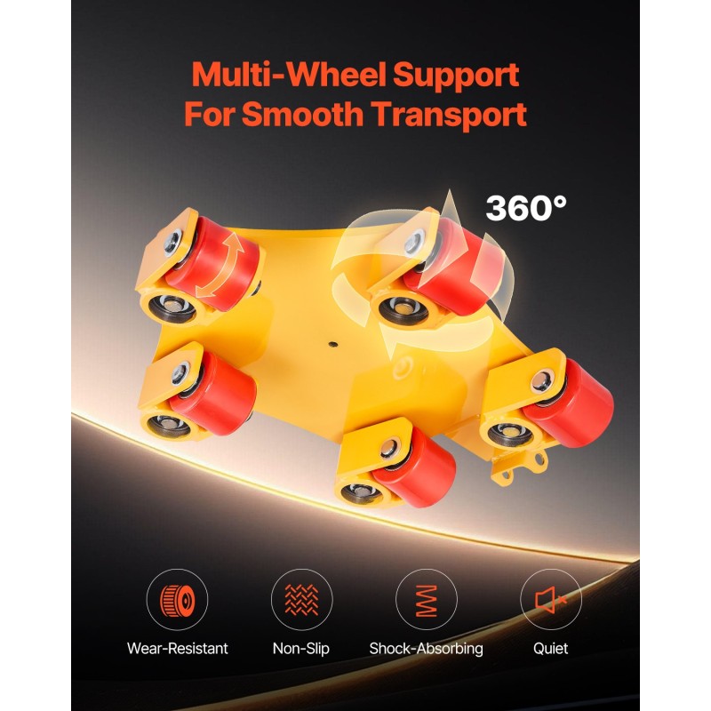 Koneenkuljetusalusta seosteräksestä 3992 kg kantavuus 360° kääntyvillä polyuretaanipyörillä