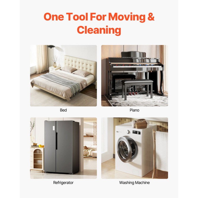 Huonekalualustasarja hiiliteräs 4 kpl 544 kg kantavuus 5 kääntyvää pyörää alustaa kohti