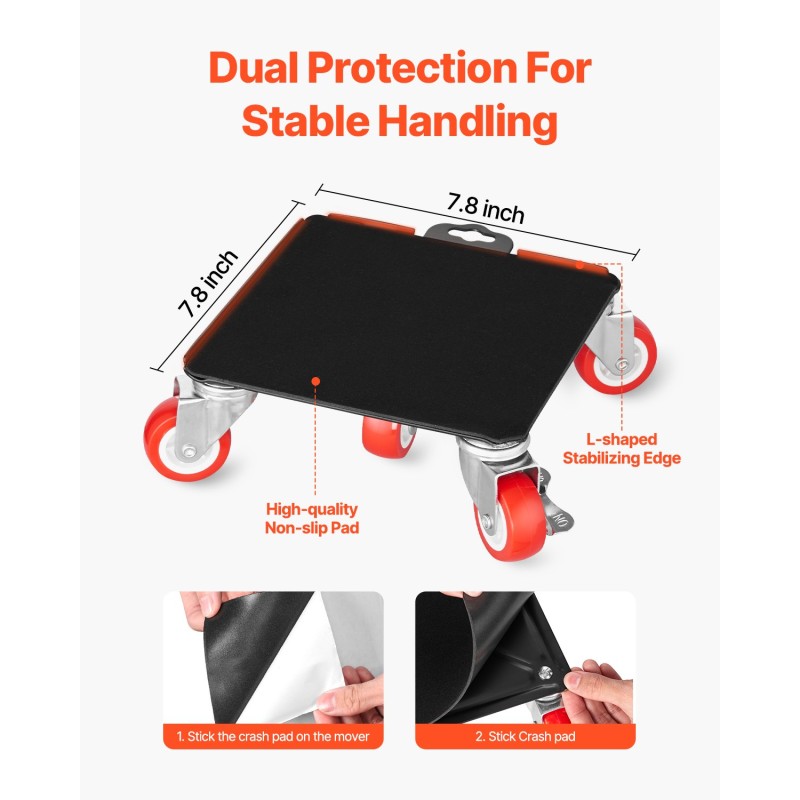 Huonekalusiirrin neljän alustan hiiliteräs 1575 kilogramman kantavuus 360 asteen pyörät