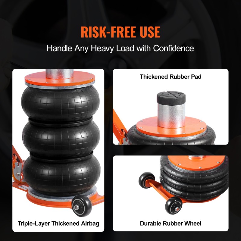 Pneumaattinen ilmatunkki viiden tonnin kuusiosainen teräsputki säädettävä kahva paksu kumityyny