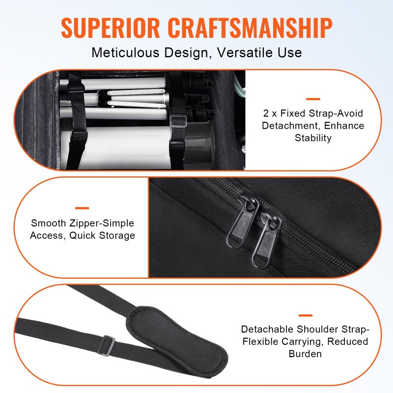 Teleskoopin kuljetuslaukku 560 mm 900D Oxford kangas PU-pinnoite irrotettava välijakaja