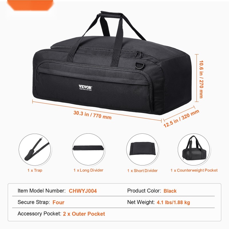 Kaukoputkilaukku 770 mm 900D Oxford-kangas PU-pinnoite pehmustettu irrotettavalla väliseinällä vastapainotaskulla