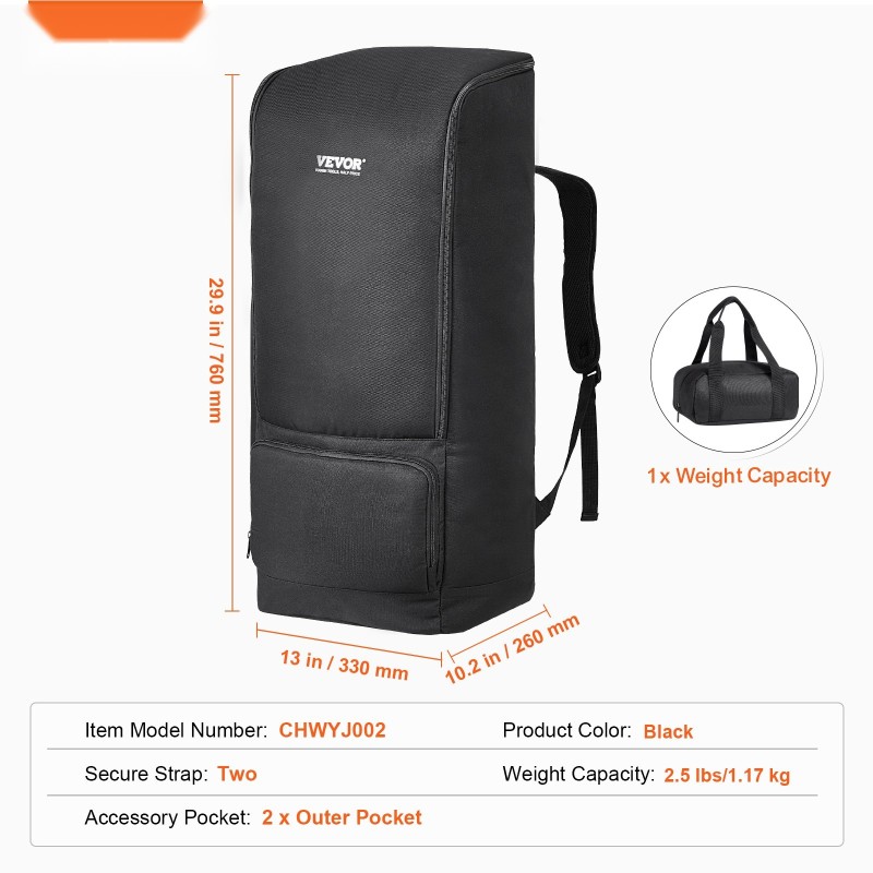 Kaukoputkilaukku 760 mm 900D-kangas vedenpitävä PU-pinnoite pehmustettu säilytysreppu taskuilla