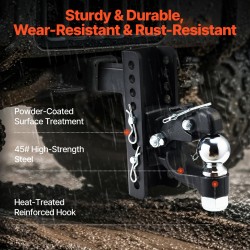 Säädettävä vetosilmukkavetolaite hiiliteräs 9070 kg vetokyky 2 tuuman vastaanottimeen 2,5–3 tuuman lunette-renkaalle