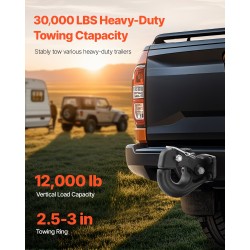 Pintle-vetokoukku hiiliterästä 13605 kg vetokyky 2,5–3 tuuman lunette-renkaille