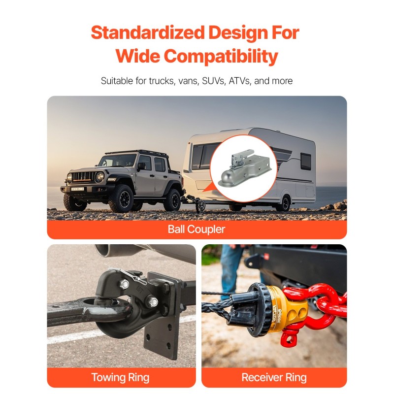 Pintle-vetokoukku hiiliterästä 13605 kg vetokyky 2,5–3 tuuman lunette-renkaille