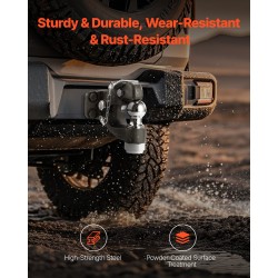 Yhdistelmäkoukku hiiliterästä raskaaseen vetoon kaksituumaisella vetopallolla lukituksella