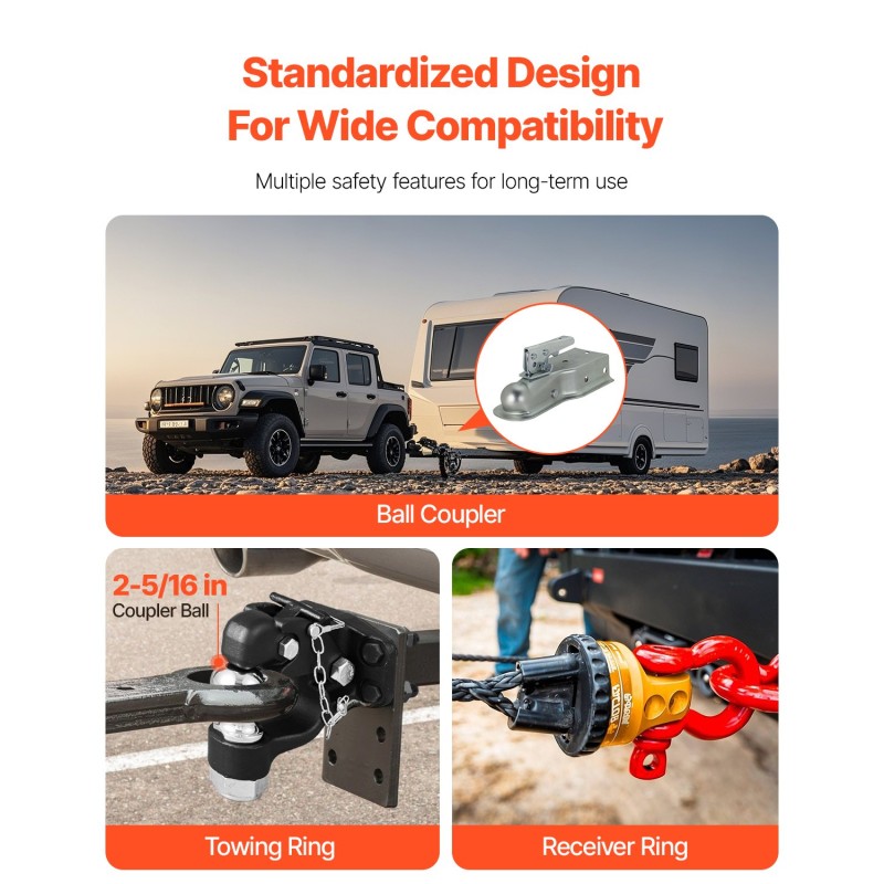 Pintle-vetokoukku hiiliteräs raskaisiin vetoihin 2-5/16 tuuman vetokuula sopii 2,5–3 tuuman lunette-renkaille