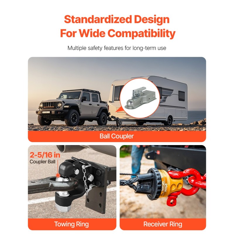 Pintle-koukku teräs 9070 kg vetokyky 2-5/16-tuumainen vetokuula